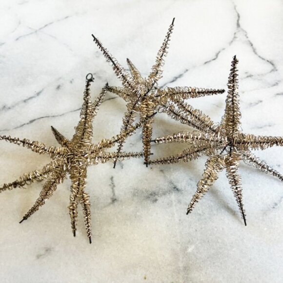 Vintage Set of 3 Coil Tinsel Wire Wrap Star Silver Christmas Ornament Vintage 3D - Picture 7 of 7